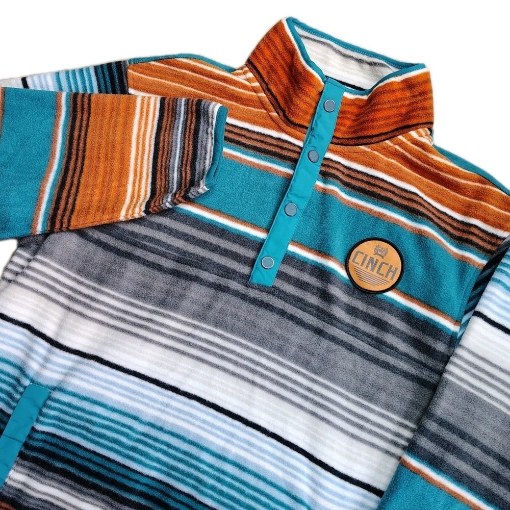 Cinch Serape 1/4 Snap Fleece Mens Small Striped Western Jacket Pullover Aztec